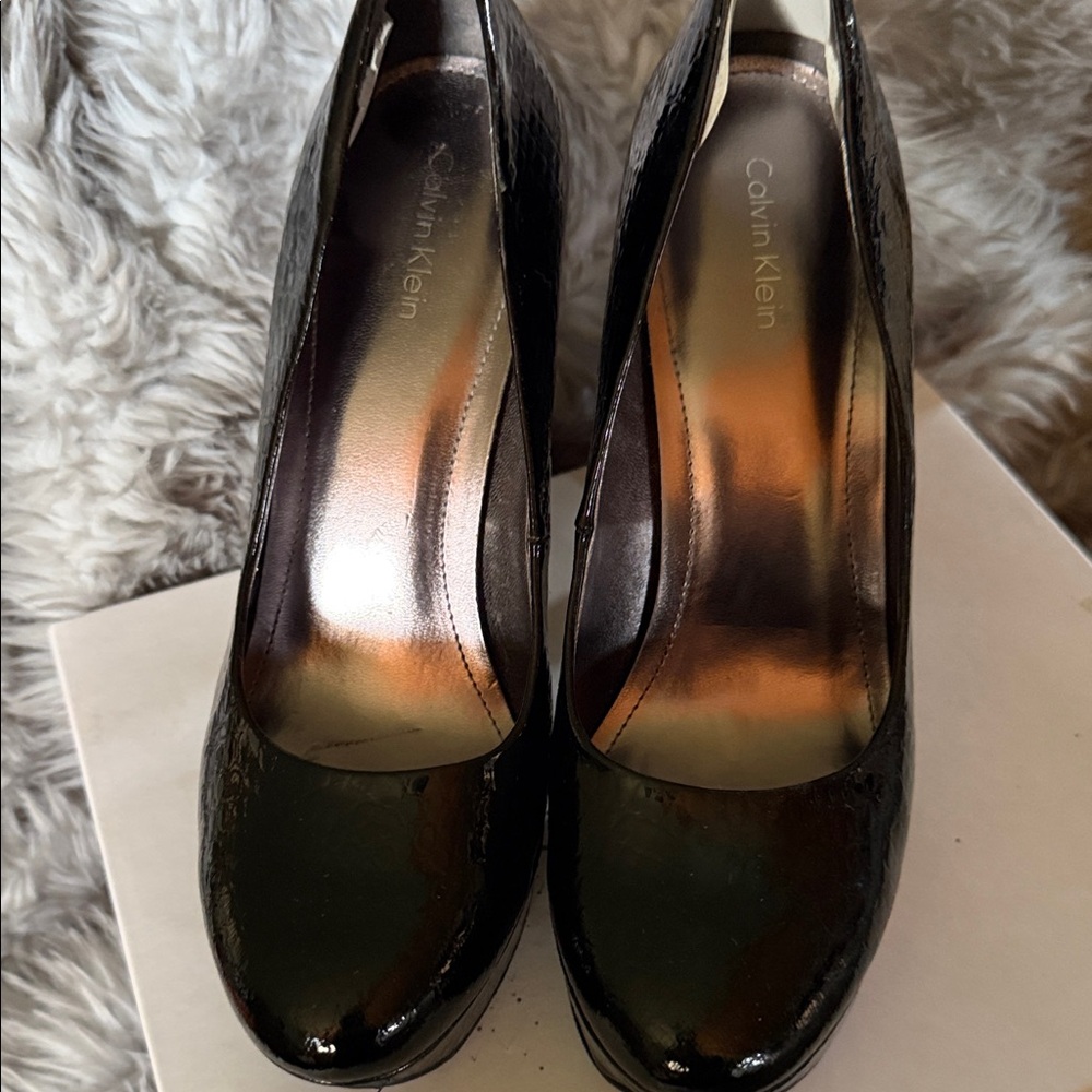 Calvin Klein Glossy Black Heels